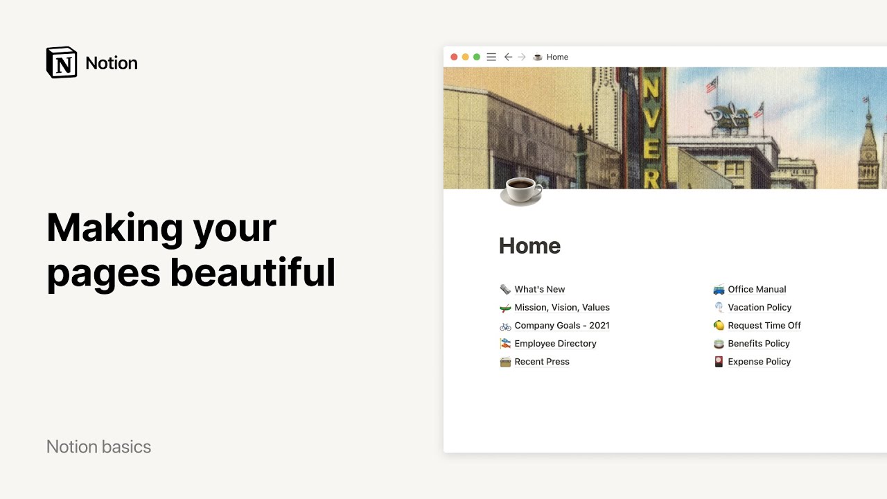 Notion customizable pages